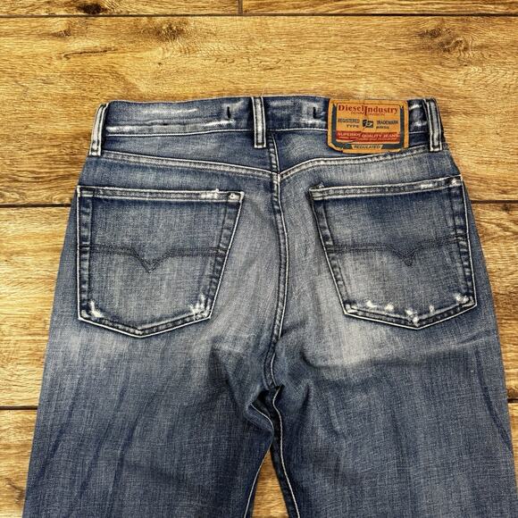 Vintage Diesel Industry Jeans Mens 36 Blue Distressed Made in Italy Button Fly - Picture 10 of 16